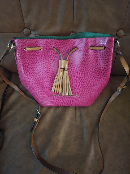 Dooney & Bourke Handbags - Dooney & Bourke Pink Bucket Crossbody Bag with Tassel Accent